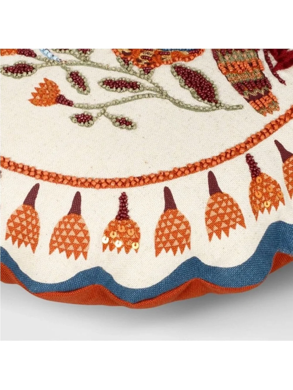 Thanksgiving Fall Round Turkey Scalloped Pillow - Threshold Target